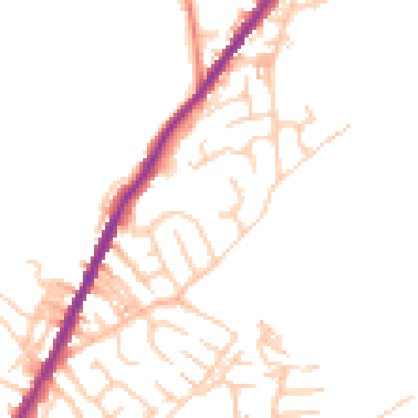 Daytime road noise heatmap for OL4 2AY