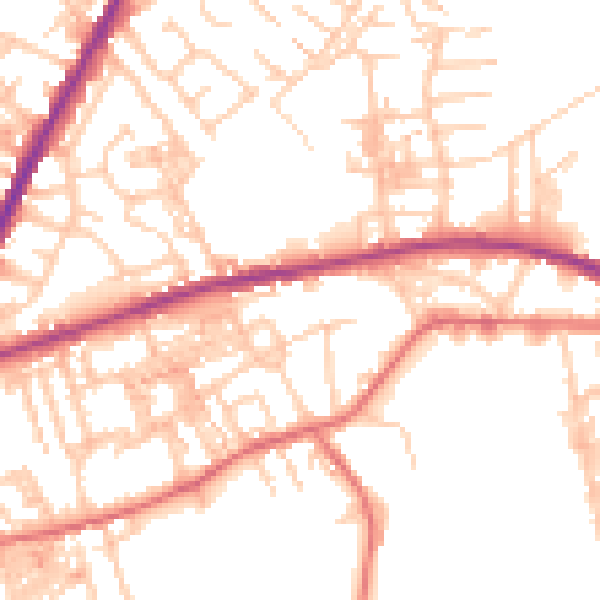 Daytime road noise heatmap for OL4 2BE