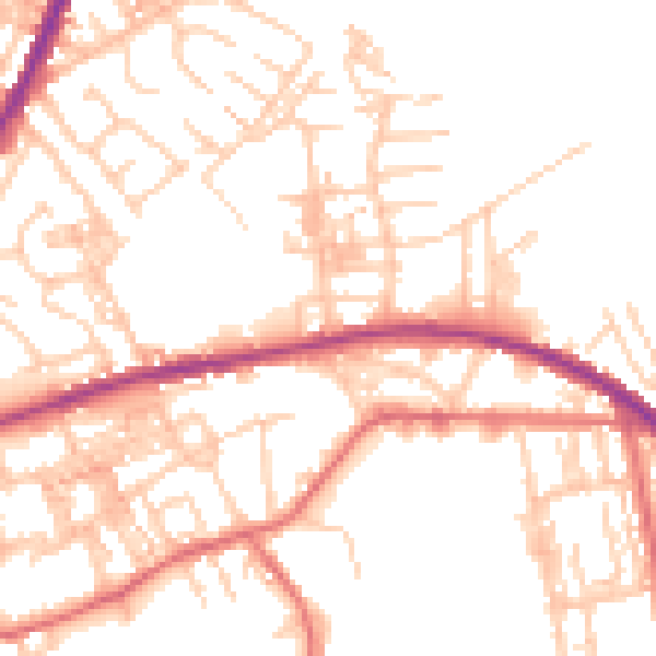 Daytime road noise heatmap for OL4 2DF
