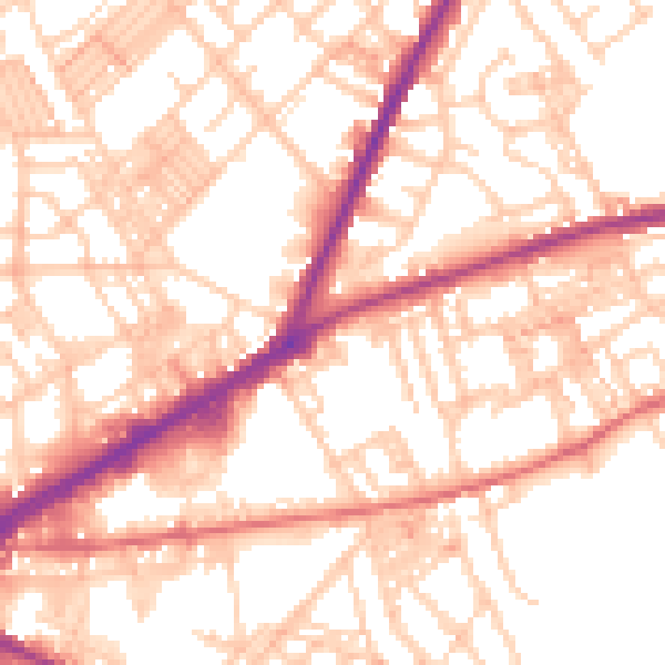 Daytime road noise heatmap for OL4 2DQ