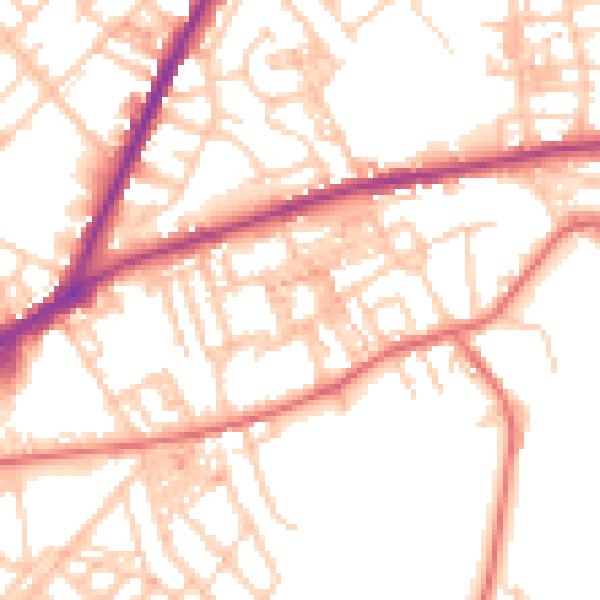 Daytime road noise heatmap for OL4 2DU