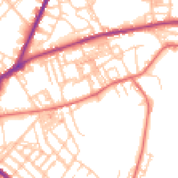 Daytime road noise heatmap for OL4 2DW