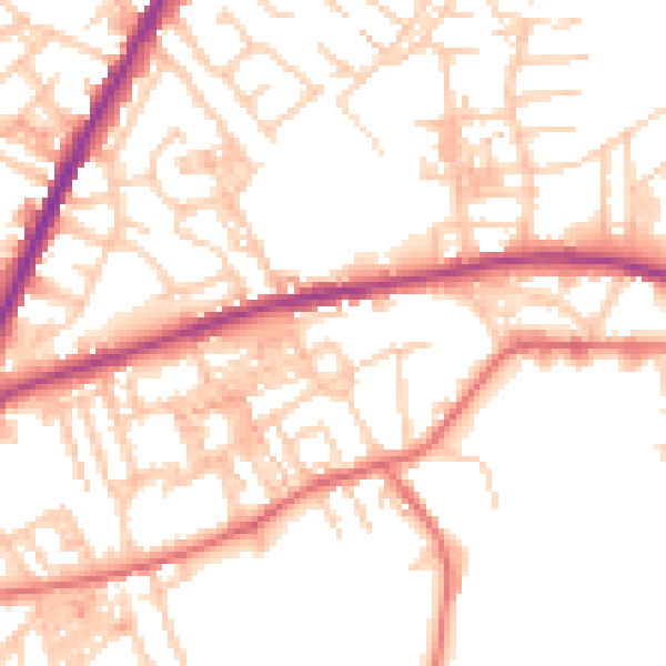 Daytime road noise heatmap for OL4 2ED