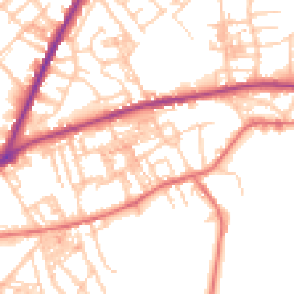 Daytime road noise heatmap for OL4 2EG
