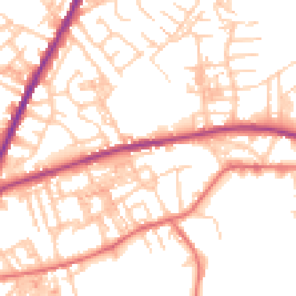 Daytime road noise heatmap for OL4 2EX