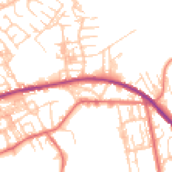 Daytime road noise heatmap for OL4 2HB