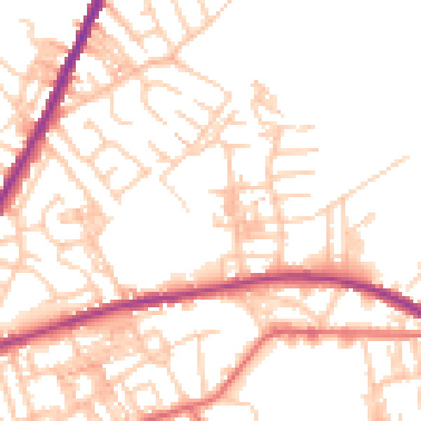 Daytime road noise heatmap for OL4 2HE