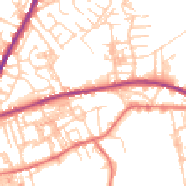 Daytime road noise heatmap for OL4 2HH