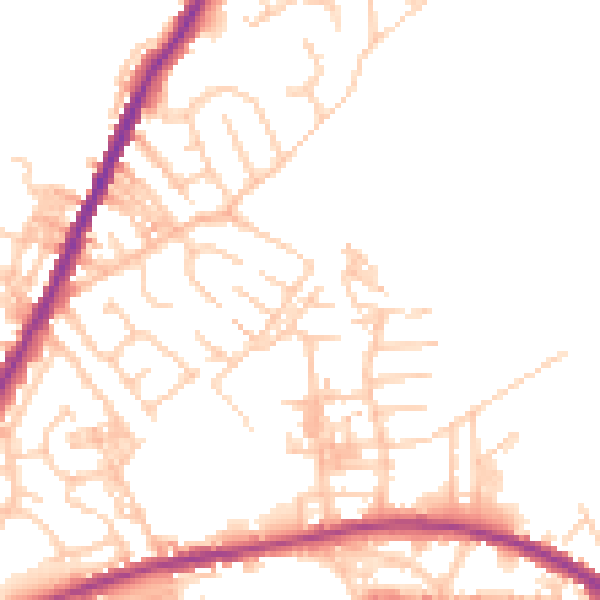 Daytime road noise heatmap for OL4 2JU