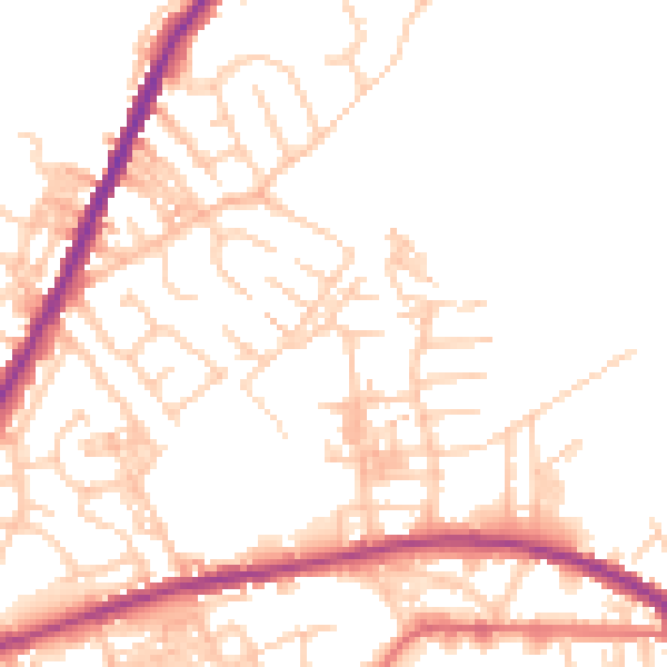 Daytime road noise heatmap for OL4 2LB