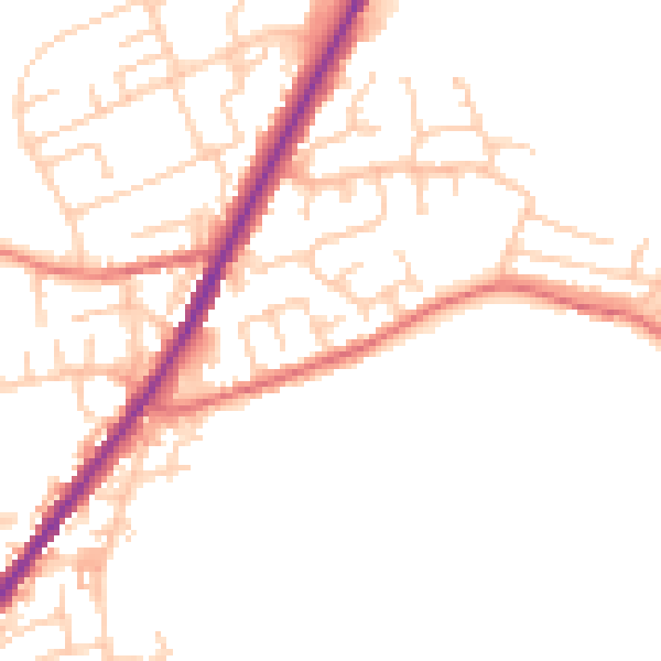 Daytime road noise heatmap for OL4 2NG