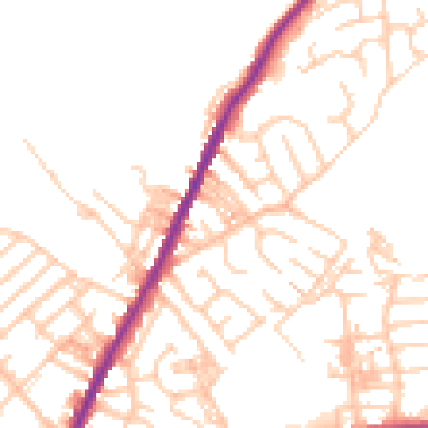 Daytime road noise heatmap for OL4 2NT