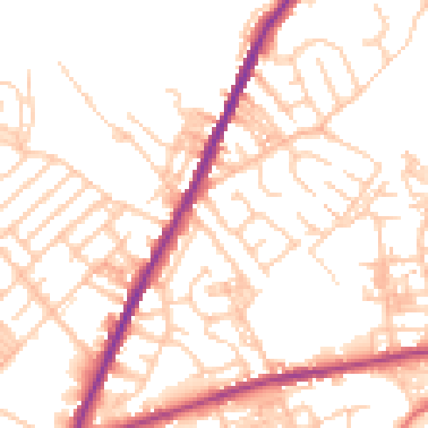 Daytime road noise heatmap for OL4 2PA