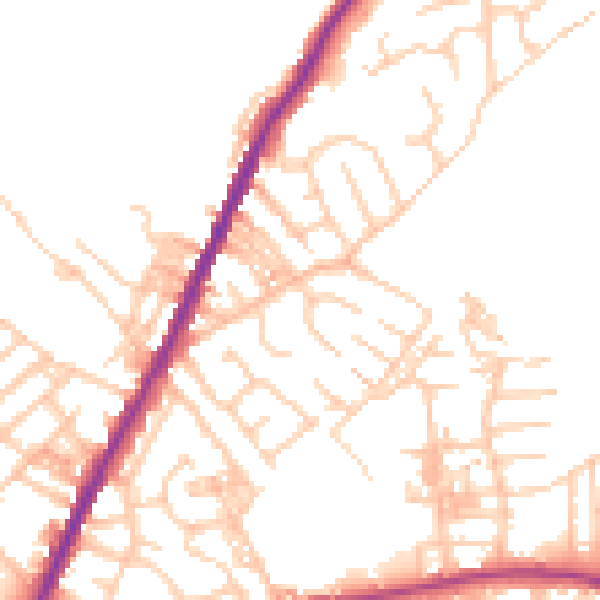 Daytime road noise heatmap for OL4 2PF