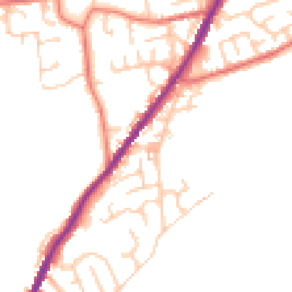Daytime road noise heatmap for OL4 2QE