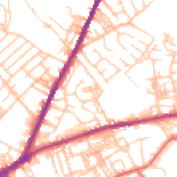 Daytime road noise heatmap for OL4 2QY