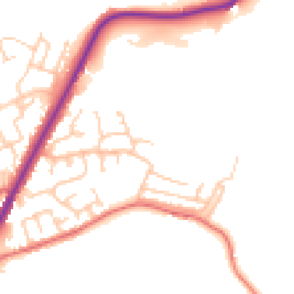 Daytime road noise heatmap for OL4 2TQ