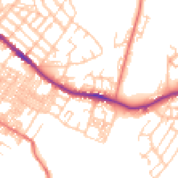 Daytime road noise heatmap for OL4 3AQ