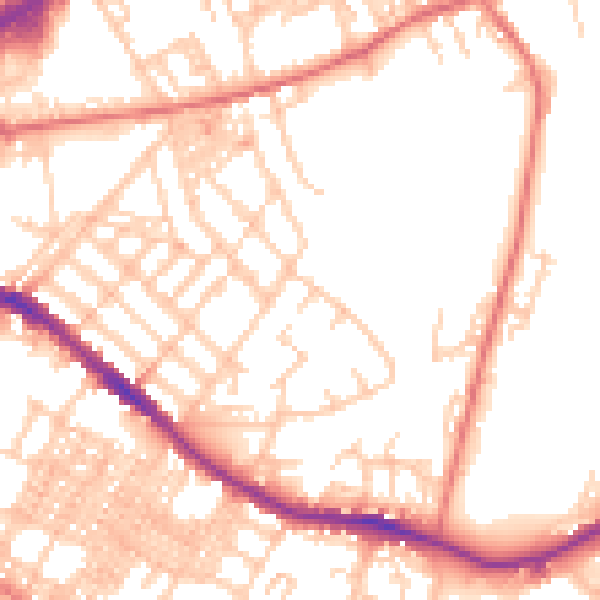 Daytime road noise heatmap for OL4 3AS