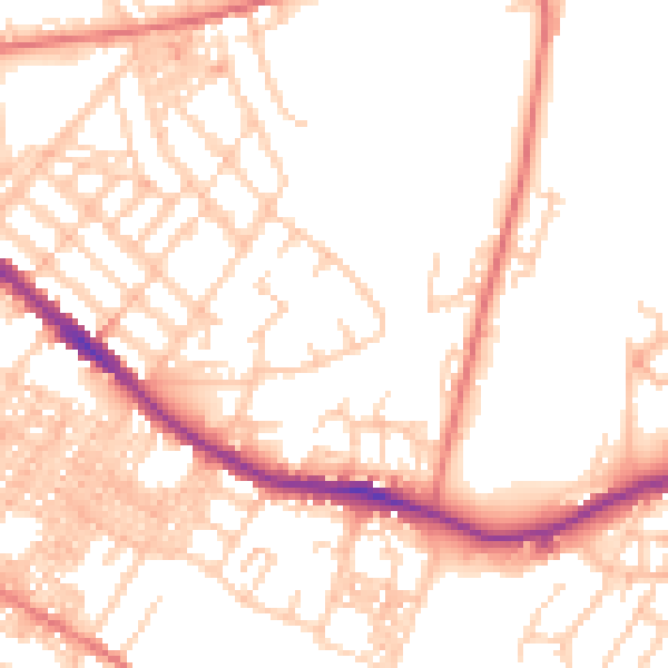 Daytime road noise heatmap for OL4 3AU