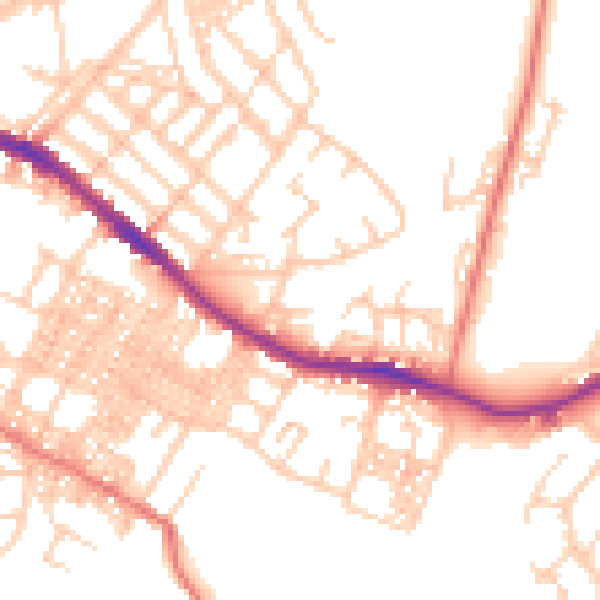Daytime road noise heatmap for OL4 3BA