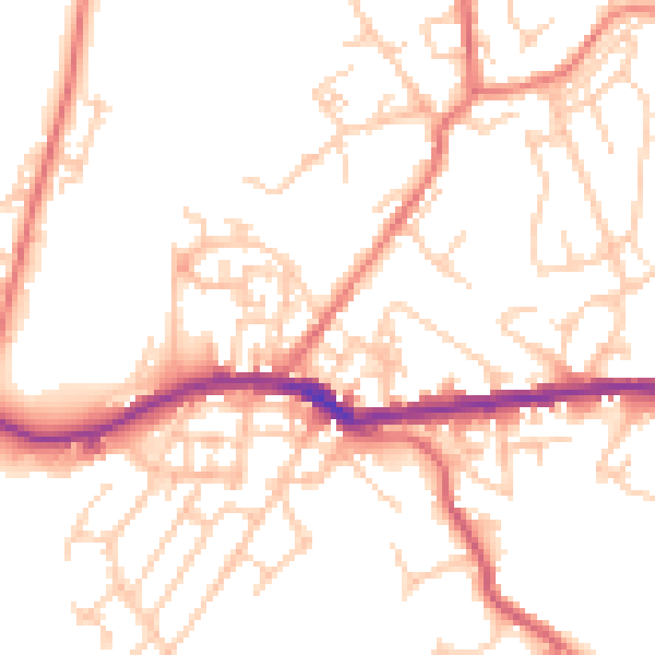 Daytime road noise heatmap for OL4 3DB