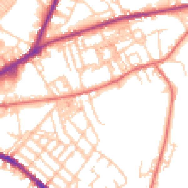 Daytime road noise heatmap for OL4 3ES