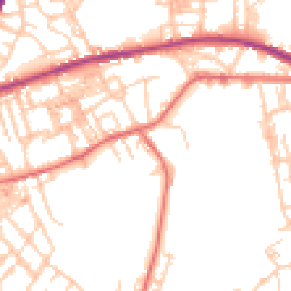 Daytime road noise heatmap for OL4 3HB