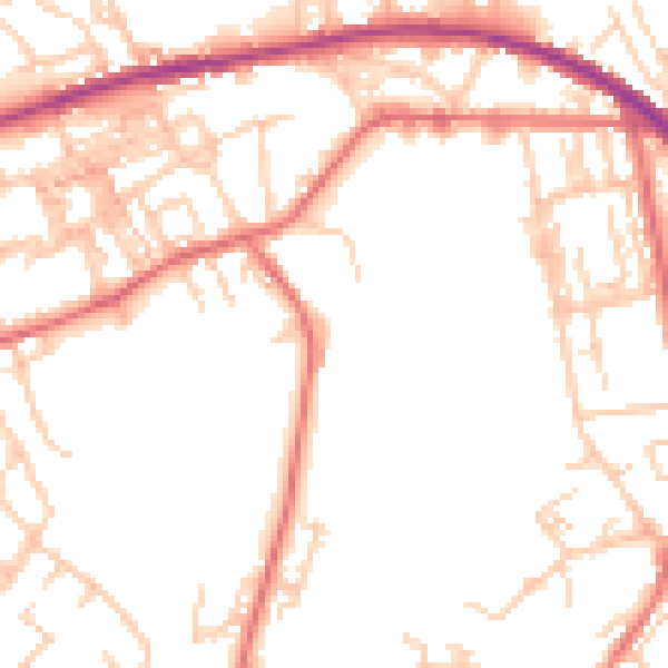Daytime road noise heatmap for OL4 3HE