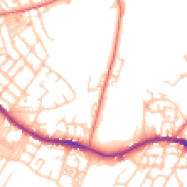 Daytime road noise heatmap for OL4 3HG