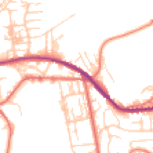Daytime road noise heatmap for OL4 3NF