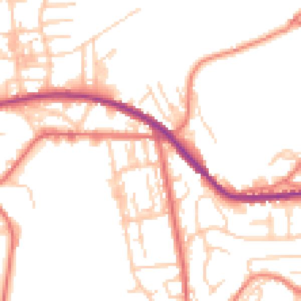 Daytime road noise heatmap for OL4 3NG