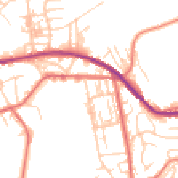 Daytime road noise heatmap for OL4 3NW