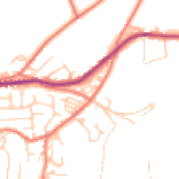 Daytime road noise heatmap for OL4 4BD