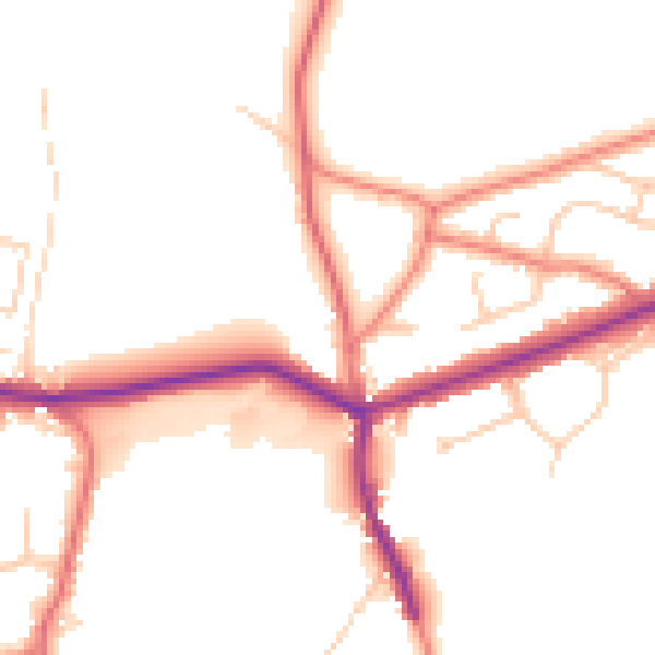 Daytime road noise heatmap for OL4 4DD