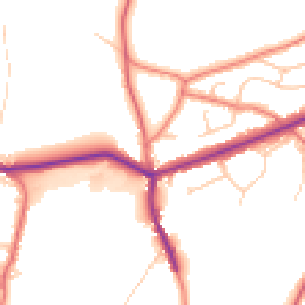 Daytime road noise heatmap for OL4 4DL