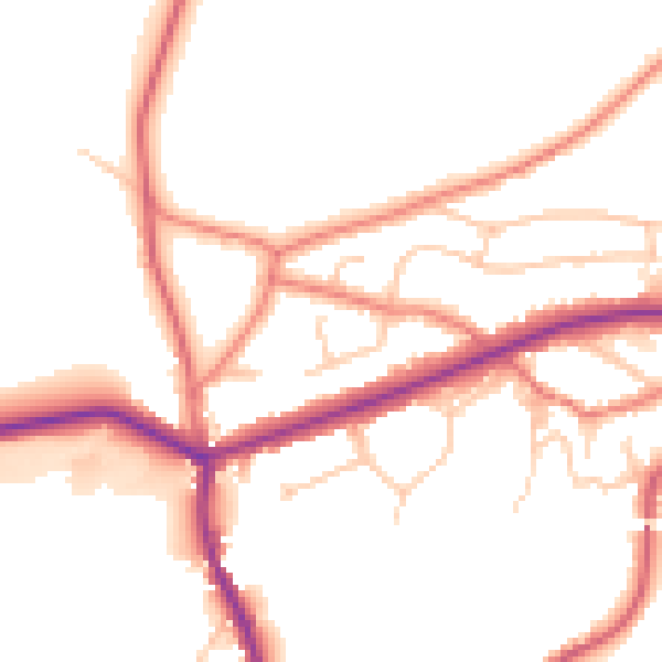 Daytime road noise heatmap for OL4 4DS