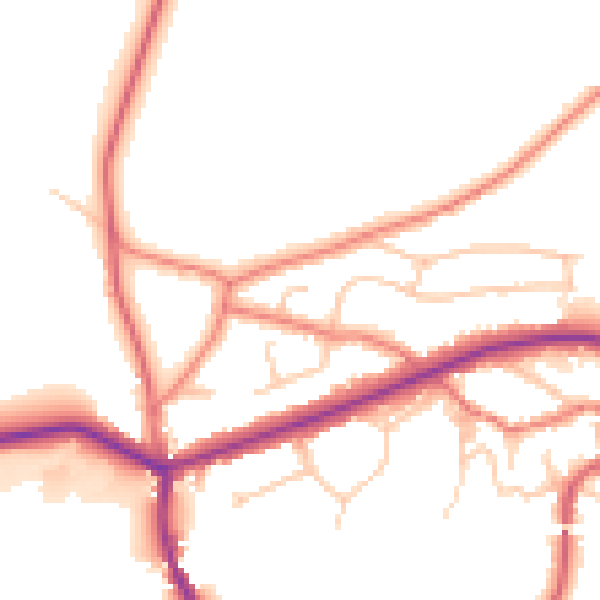 Daytime road noise heatmap for OL4 4DU
