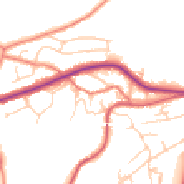 Daytime road noise heatmap for OL4 4EW