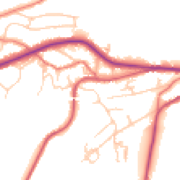 Daytime road noise heatmap for OL4 4HG