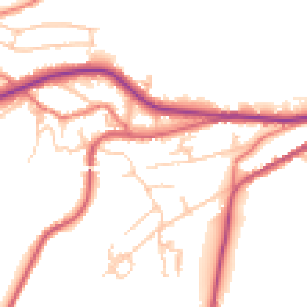 Daytime road noise heatmap for OL4 4HT