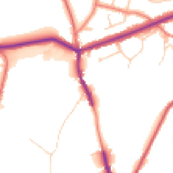 Daytime road noise heatmap for OL4 4JJ
