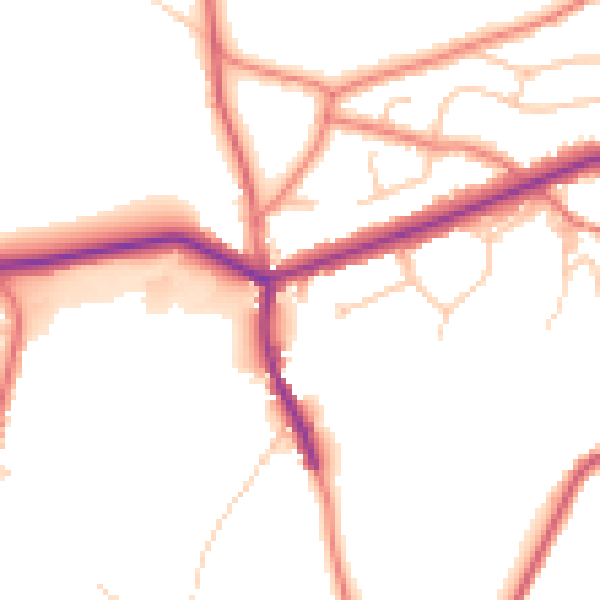 Daytime road noise heatmap for OL4 4JQ
