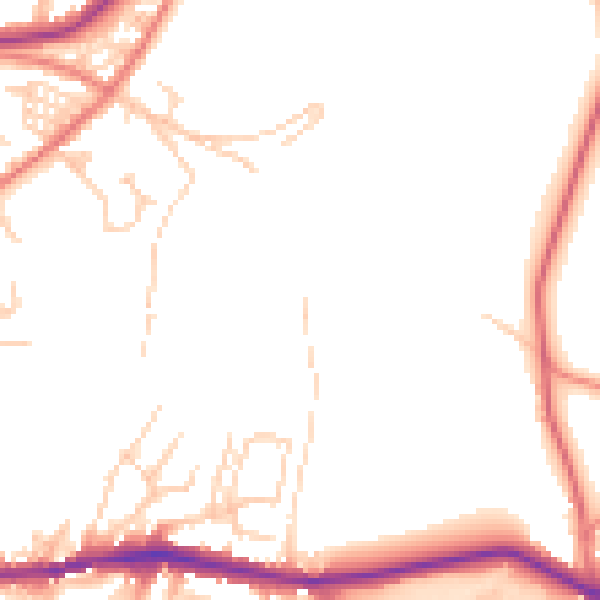 Daytime road noise heatmap for OL4 4JR