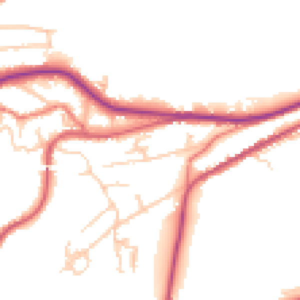 Daytime road noise heatmap for OL4 4JY