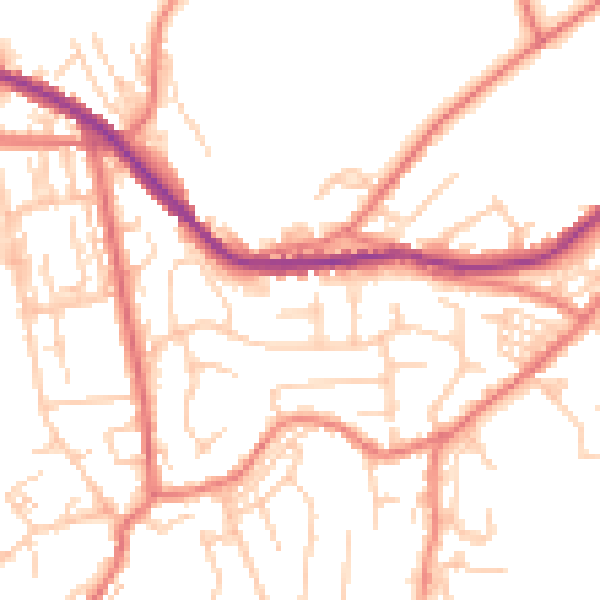 Daytime road noise heatmap for OL4 4RZ