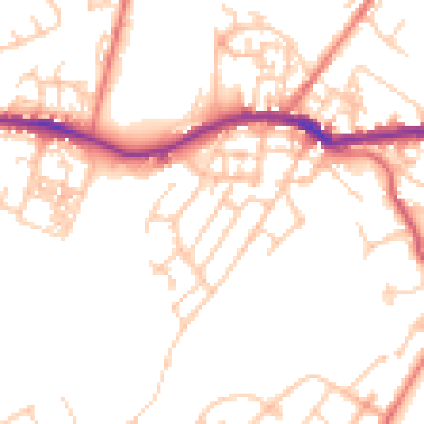Daytime road noise heatmap for OL4 5BE