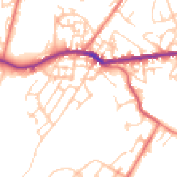 Daytime road noise heatmap for OL4 5BY
