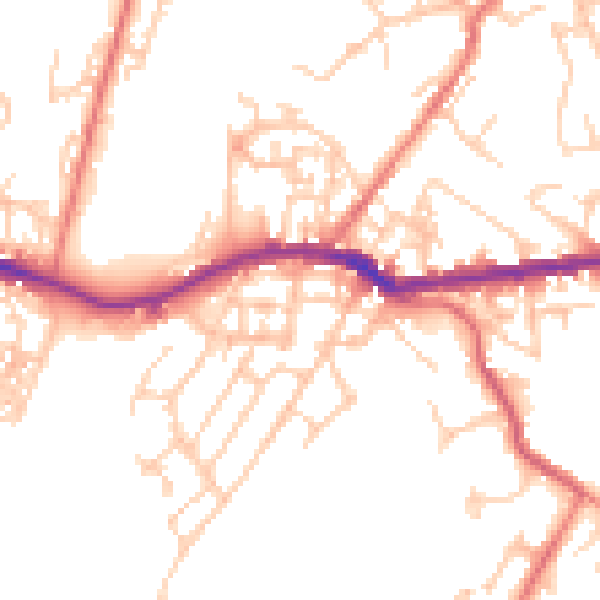 Daytime road noise heatmap for OL4 5EJ