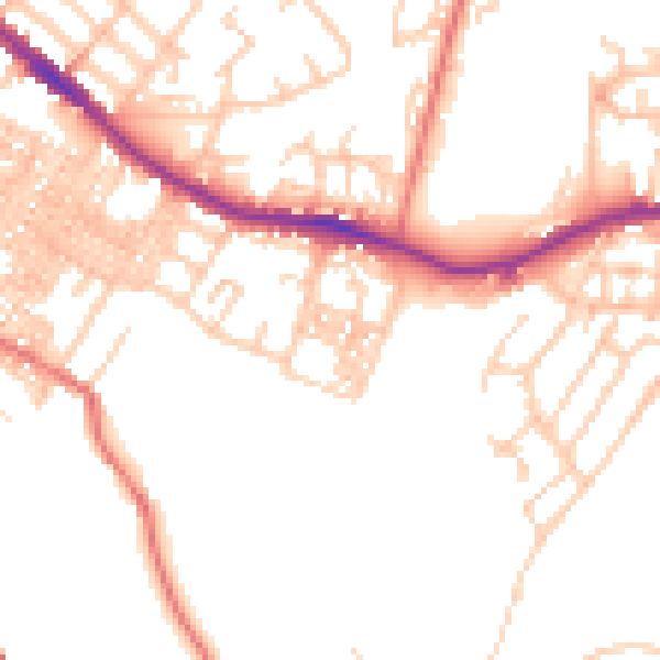 Daytime road noise heatmap for OL4 5JB
